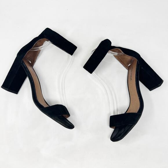 [Jeffrey Campbell] Black Holvey Suede Ankle Strap Chunky Block Heel Sandals Sz 9 - Picture 7 of 12
